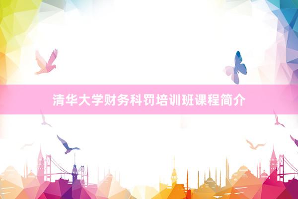 清华大学财务科罚培训班课程简介